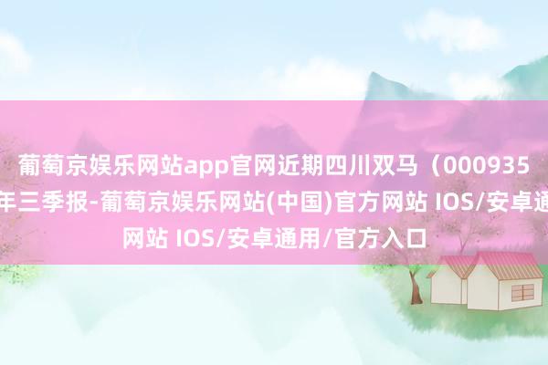 葡萄京娱乐网站app官网近期四川双马（000935）发布2024年三季报-葡萄京娱乐网站(中国)官方网站 IOS/安卓通用/官方入口