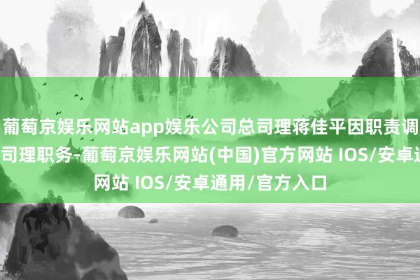 葡萄京娱乐网站app娱乐公司总司理蒋佳平因职责调养变动辞去总司理职务-葡萄京娱乐网站(中国)官方网站 IOS/安卓通用/官方入口